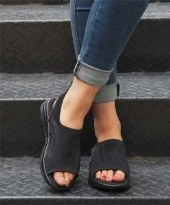 Buy 💯 ROSY Black Openwork Open-Toe 🩴 Sandal - 👩 Women 👍 -ROSY SHOP zu97302780 alt 2 tm1625164802