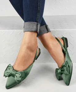 Top 10 ⌛ ROSY Green Bow-Accent Pointed-Toe Slingback Flat - 👩 Women 🎉