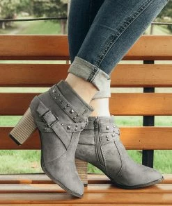 Best deal 🧨 ROSY Gray Rhinestone-Acccent Ankle Boot - 👩 Women 🤩